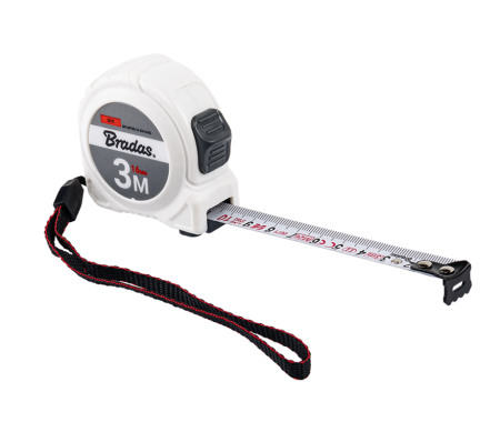 Svinovací metr 3m-16mm bílý BRADAS